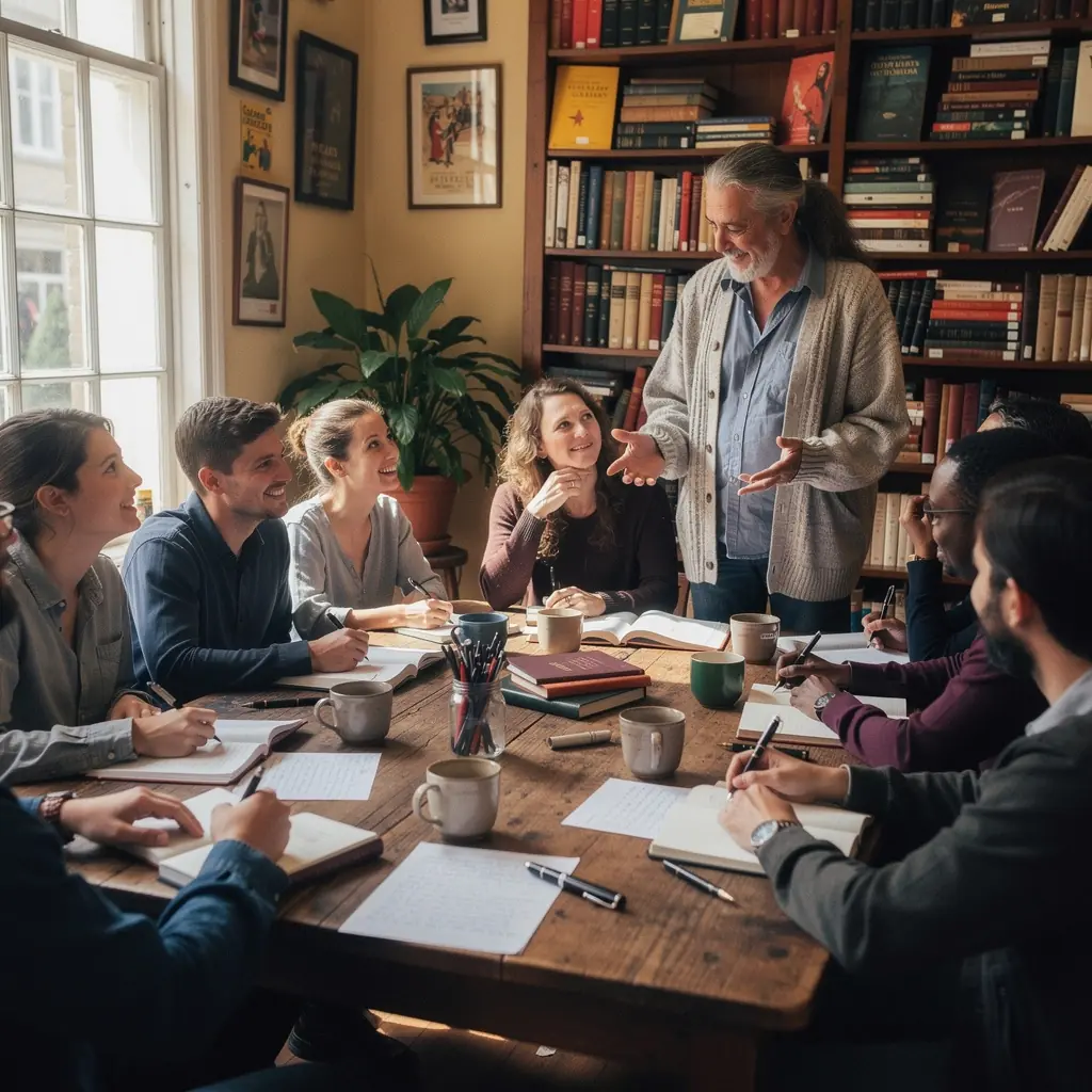 Ein BГјcherregal voller zeitgenГ¶ssischer GedichtbГ¤nde und klassischer Dramen.